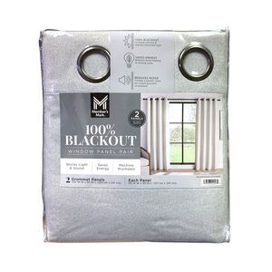 Member's Mark 100% Blackout Window Panel Pair, 50" x 95", Soft Silver